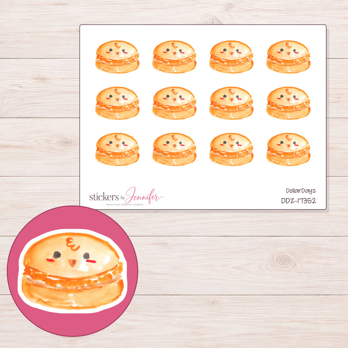 DDZ-17352 planner sticker sheet with enlarged sticker detail