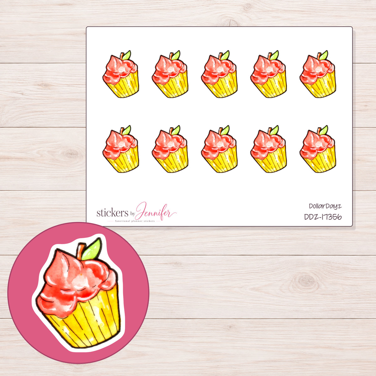 DDZ-17356 planner sticker sheet with enlarged sticker detail