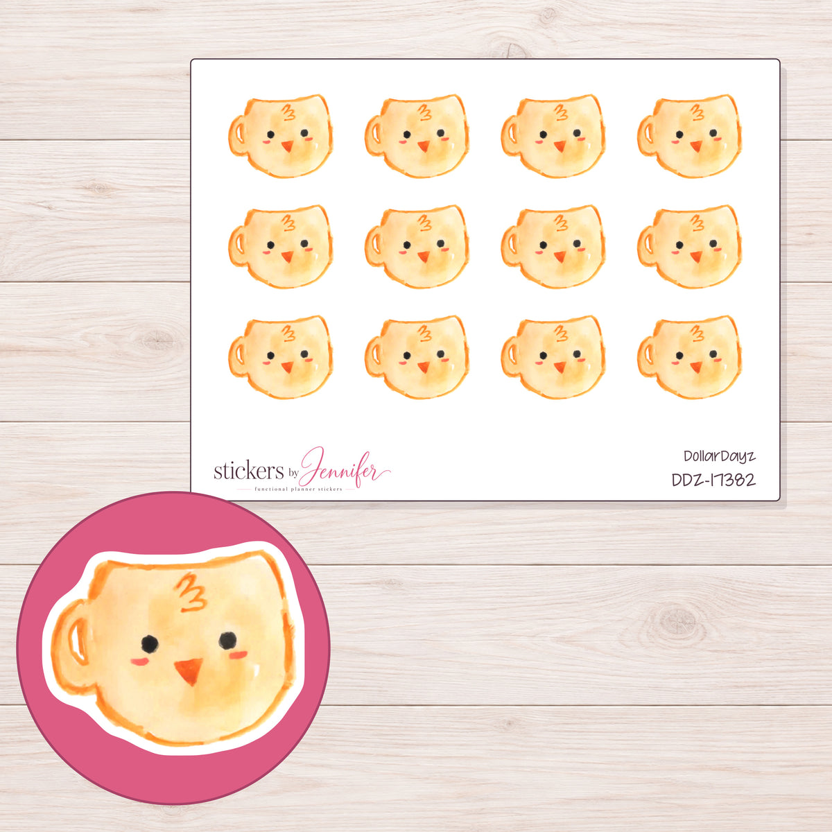 DDZ-17382 planner sticker sheet with enlarged sticker detail