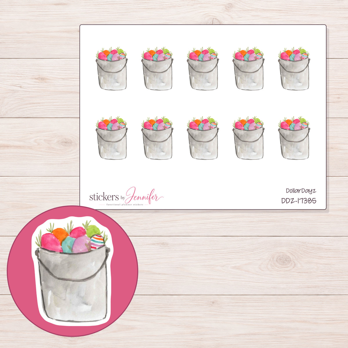 DDZ-17385 planner sticker sheet with enlarged sticker detail