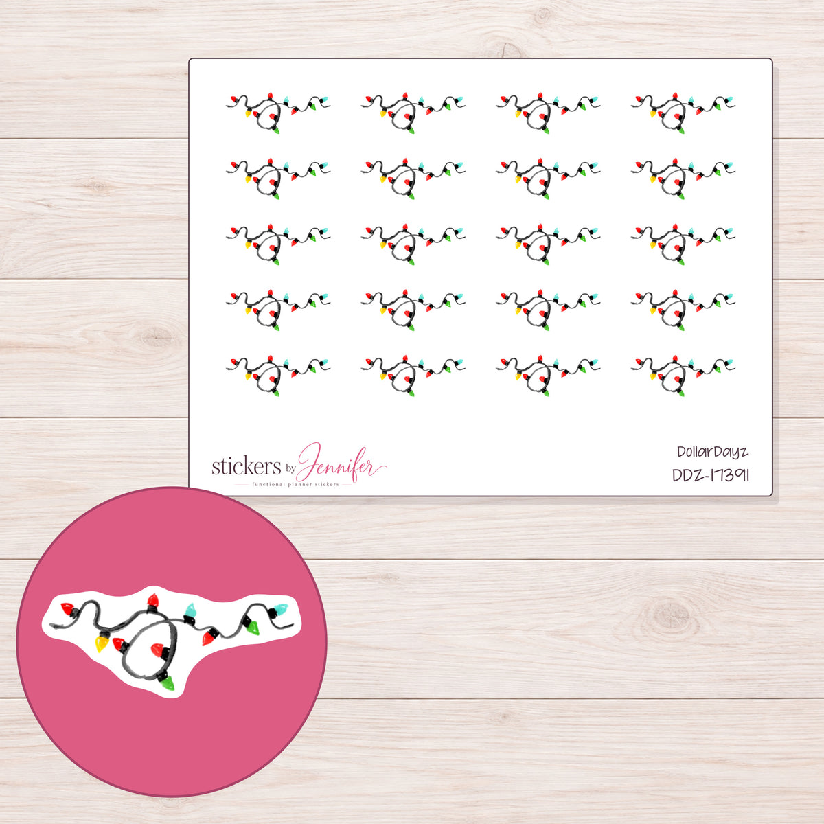 DDZ-17391 planner sticker sheet with enlarged sticker detail