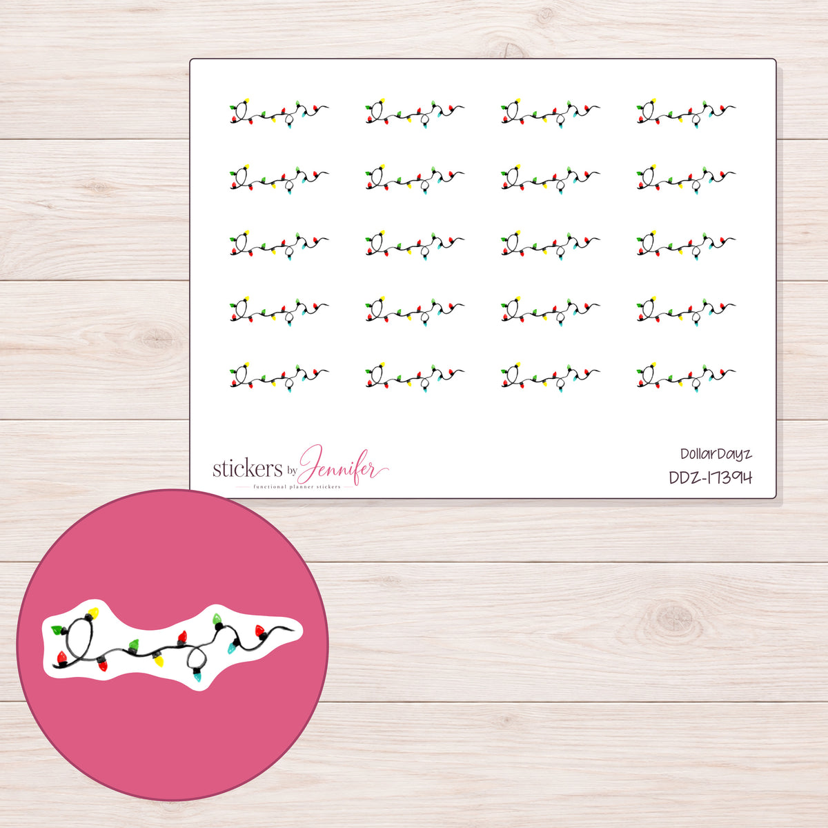DDZ-17394 planner sticker sheet with enlarged sticker detail