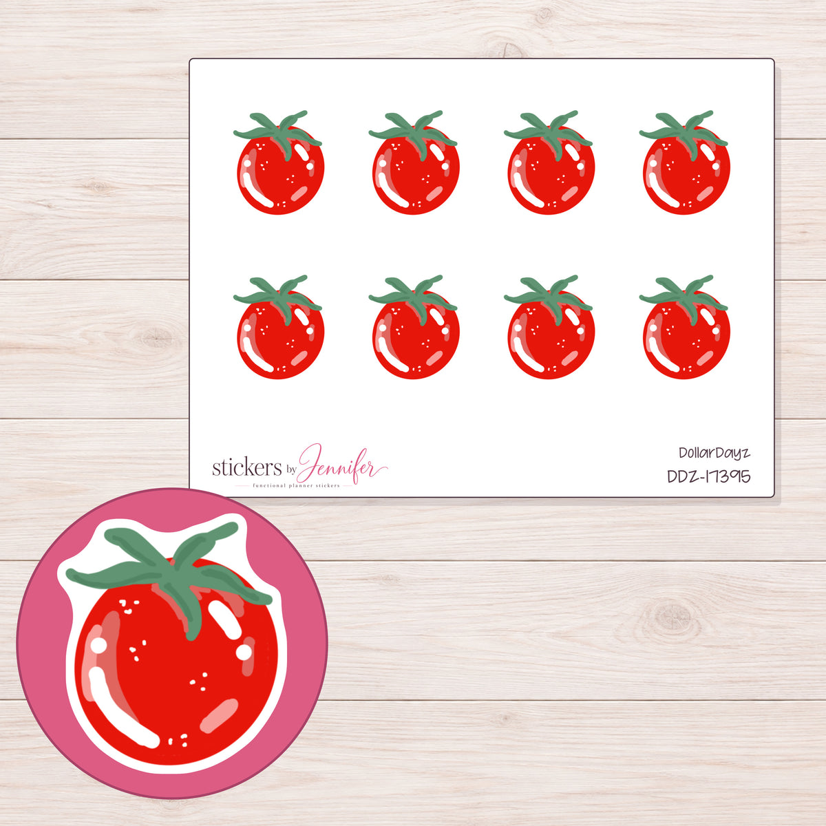 DDZ-17395 planner sticker sheet with enlarged sticker detail