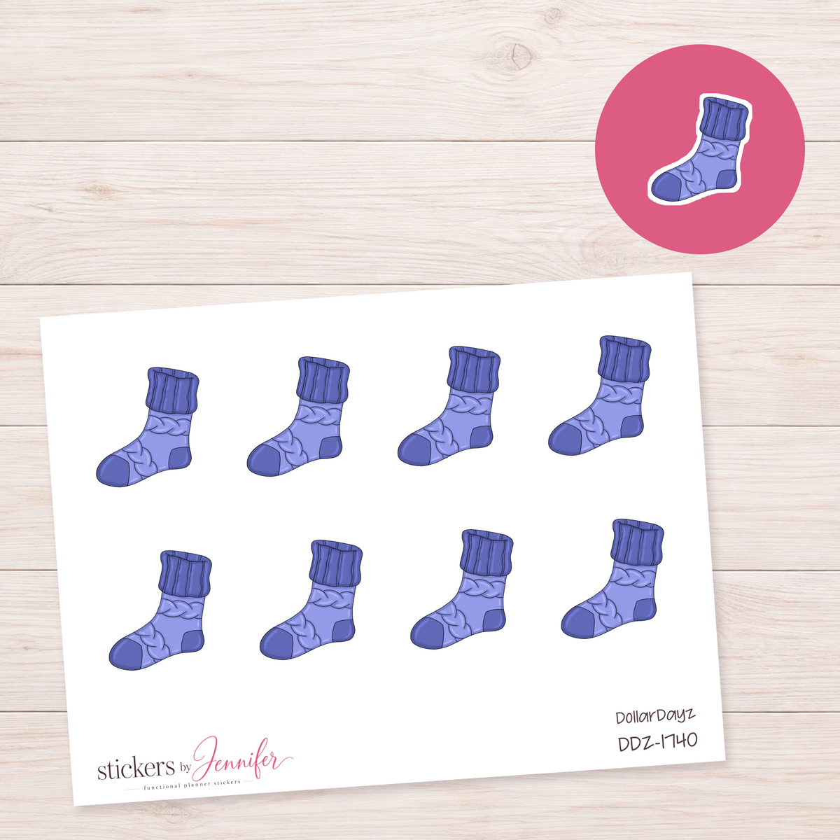 Blue Cozy Sock Planner Stickers | DDZ-1740