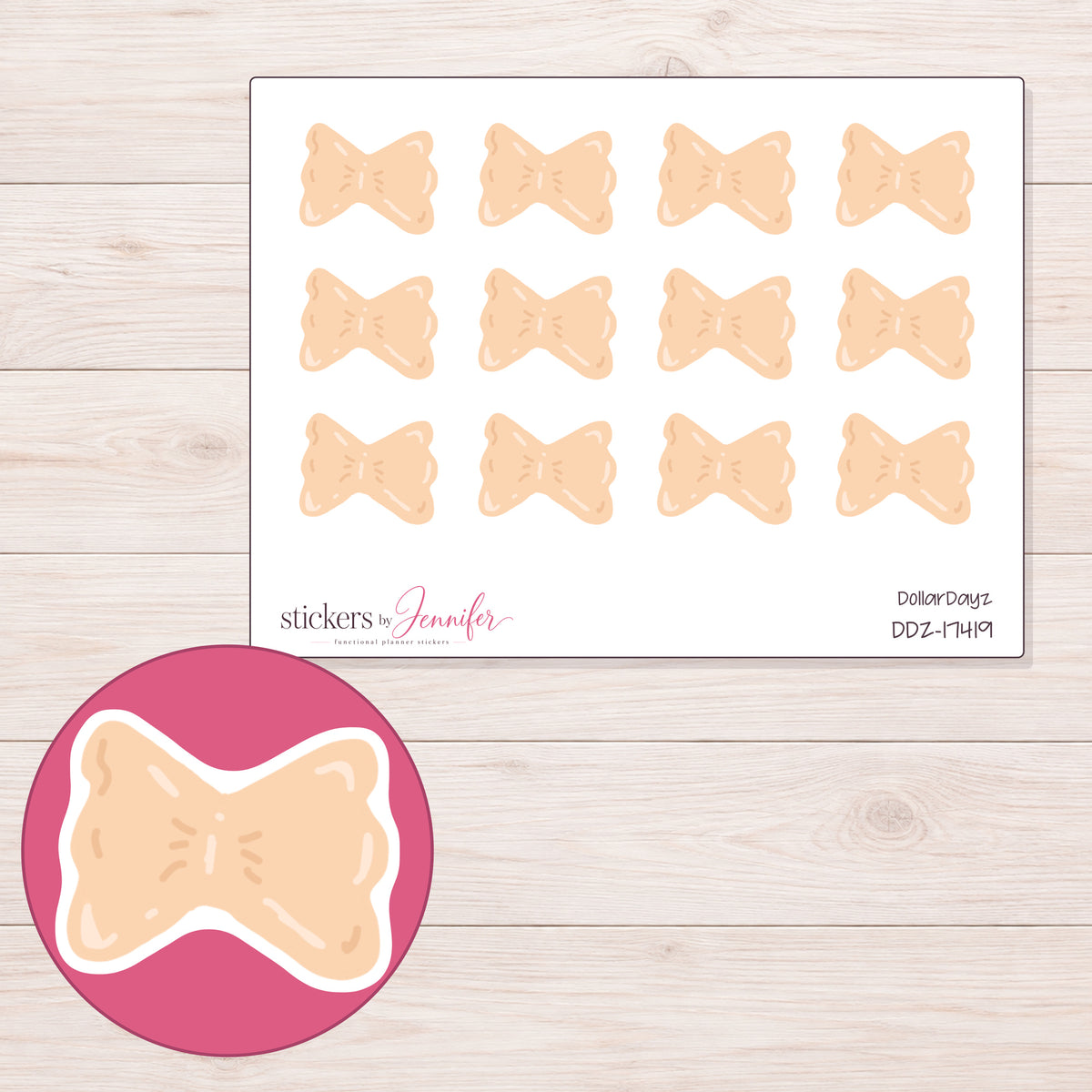DDZ-17419 planner sticker sheet with enlarged sticker detail