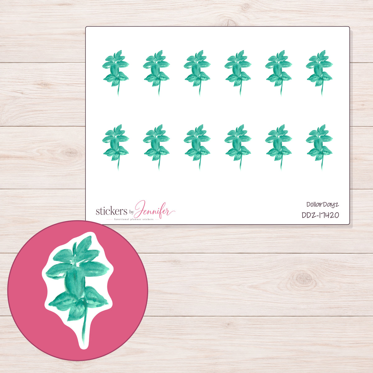 DDZ-17420 planner sticker sheet with enlarged sticker detail