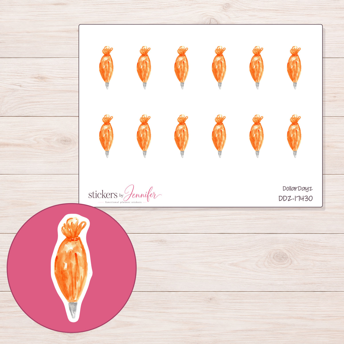 DDZ-17430 planner sticker sheet with enlarged sticker detail