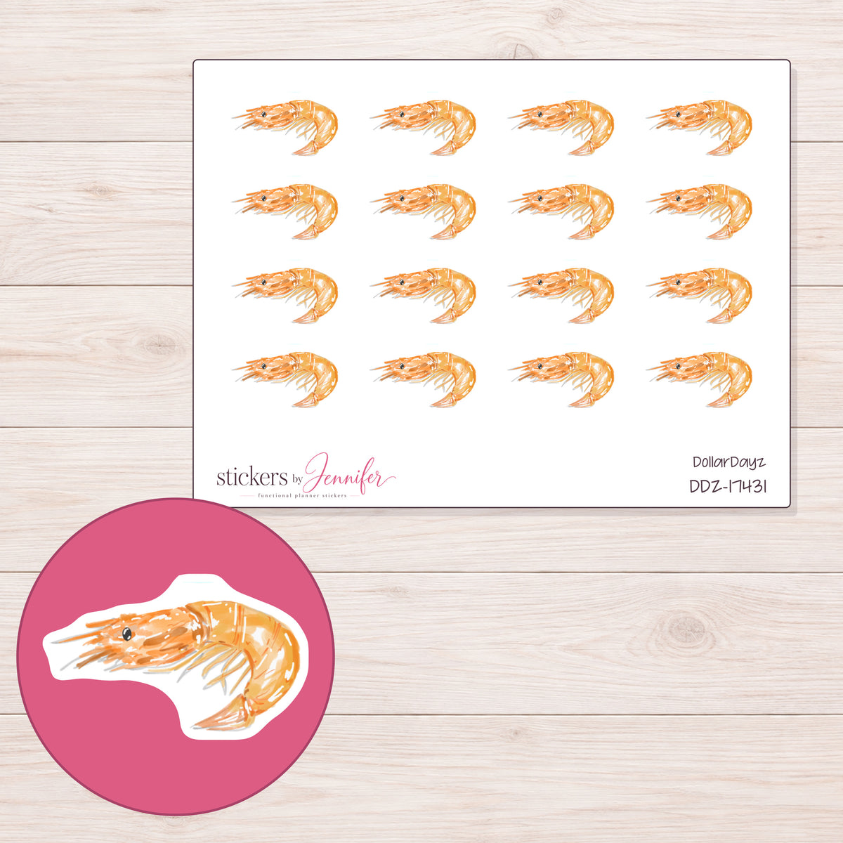 DDZ-17431 planner sticker sheet with enlarged sticker detail