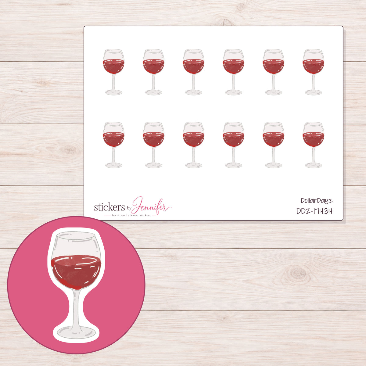 DDZ-17434 planner sticker sheet with enlarged sticker detail
