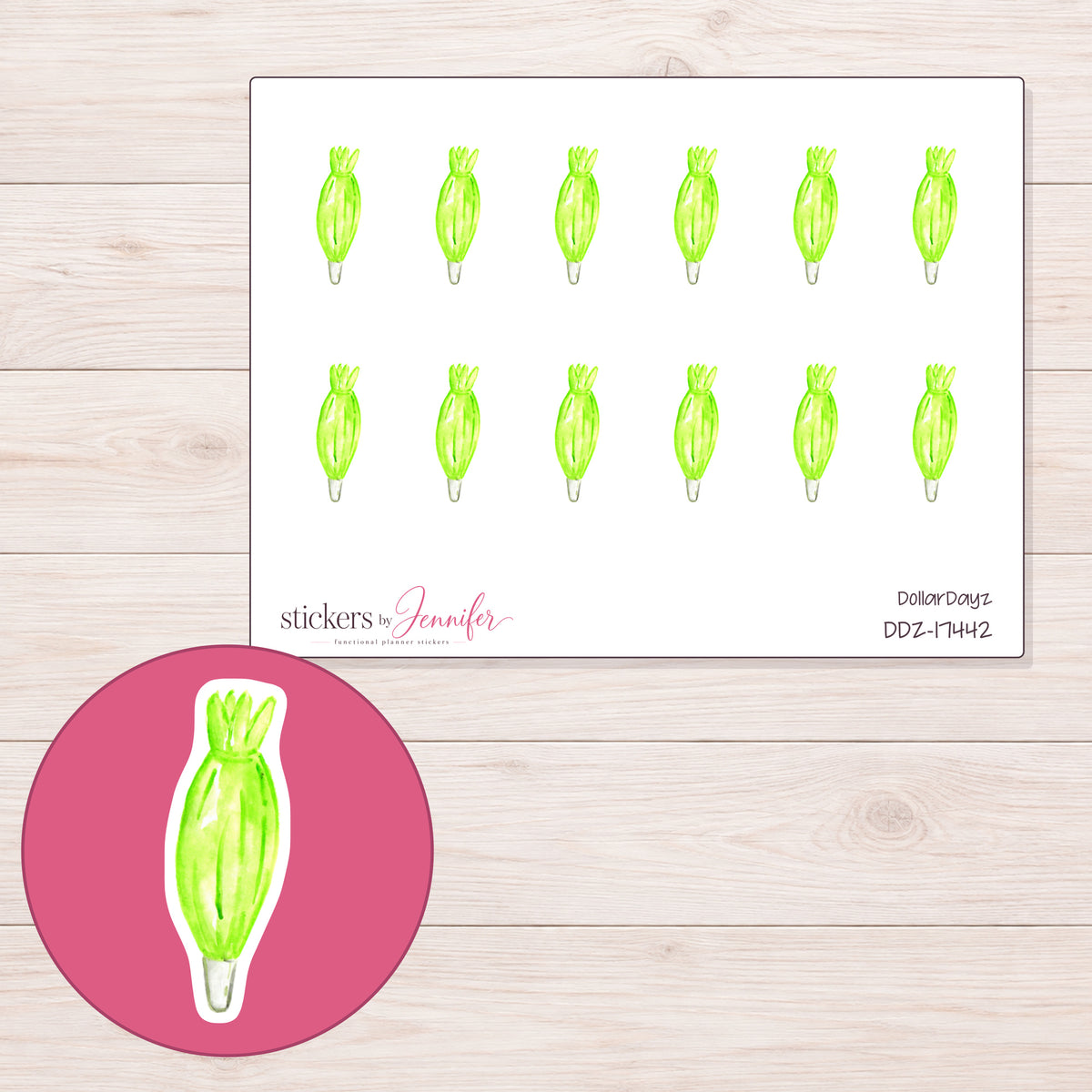 DDZ-17442 planner sticker sheet with enlarged sticker detail
