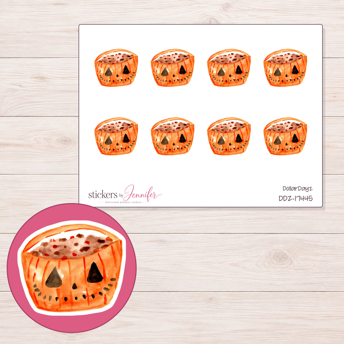 DDZ-17445 planner sticker sheet with enlarged sticker detail