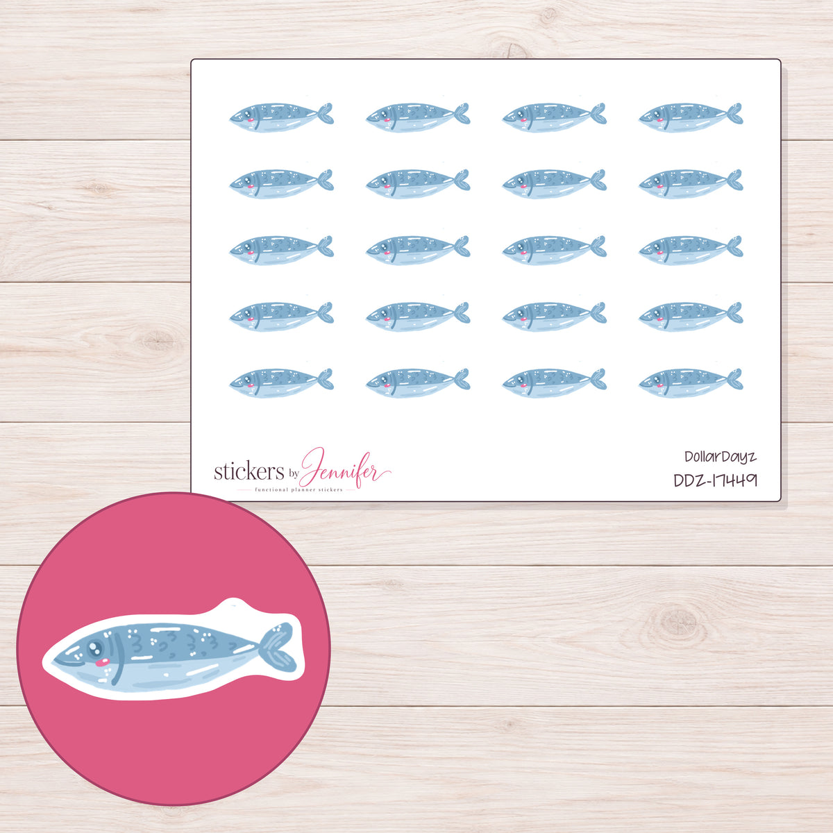 DDZ-17449 planner sticker sheet with enlarged sticker detail