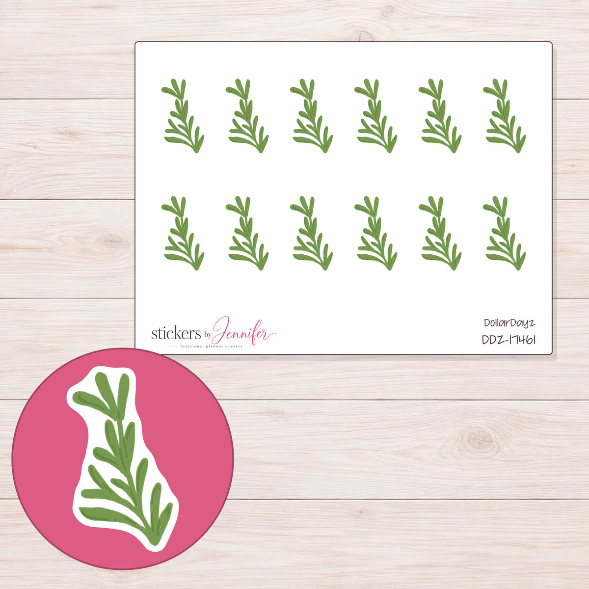 DDZ-17461 planner sticker sheet with enlarged sticker detail