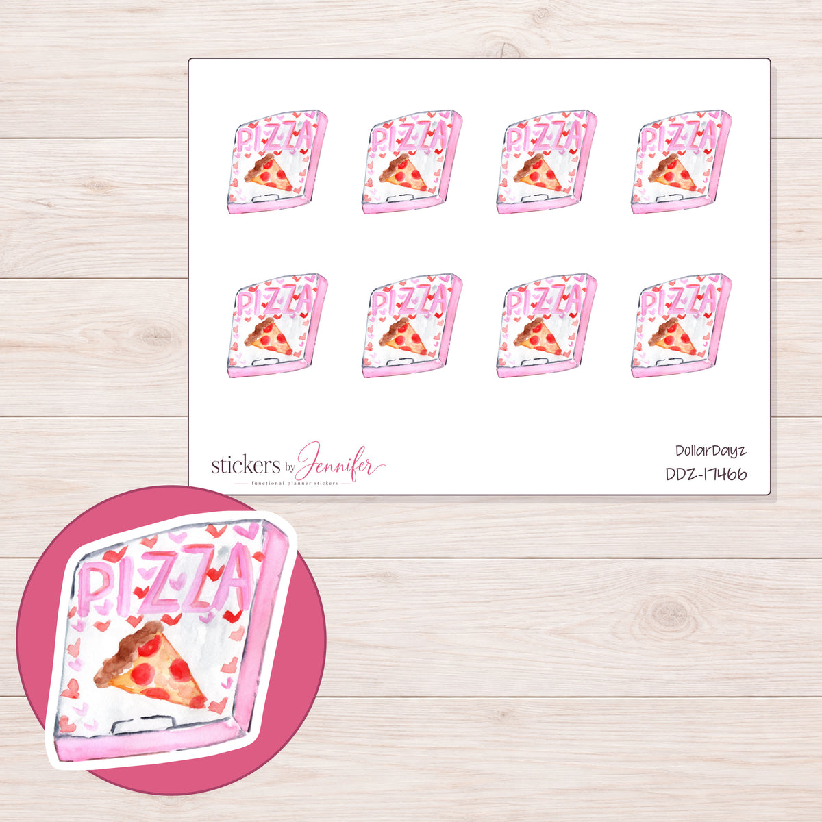 DDZ-17466 planner sticker sheet with enlarged sticker detail