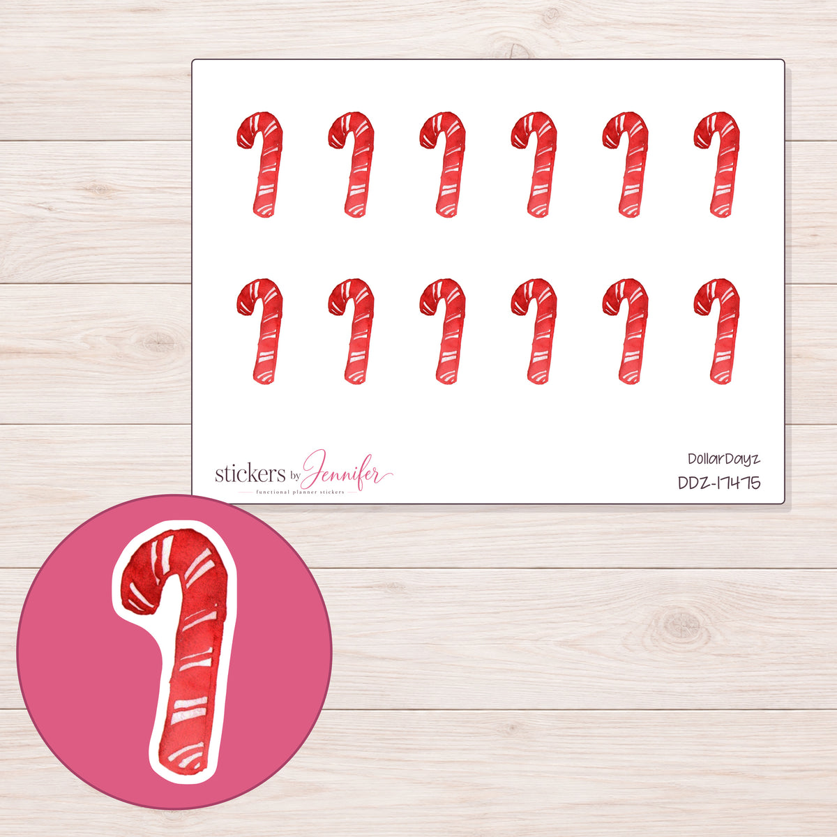 DDZ-17475 planner sticker sheet with enlarged sticker detail