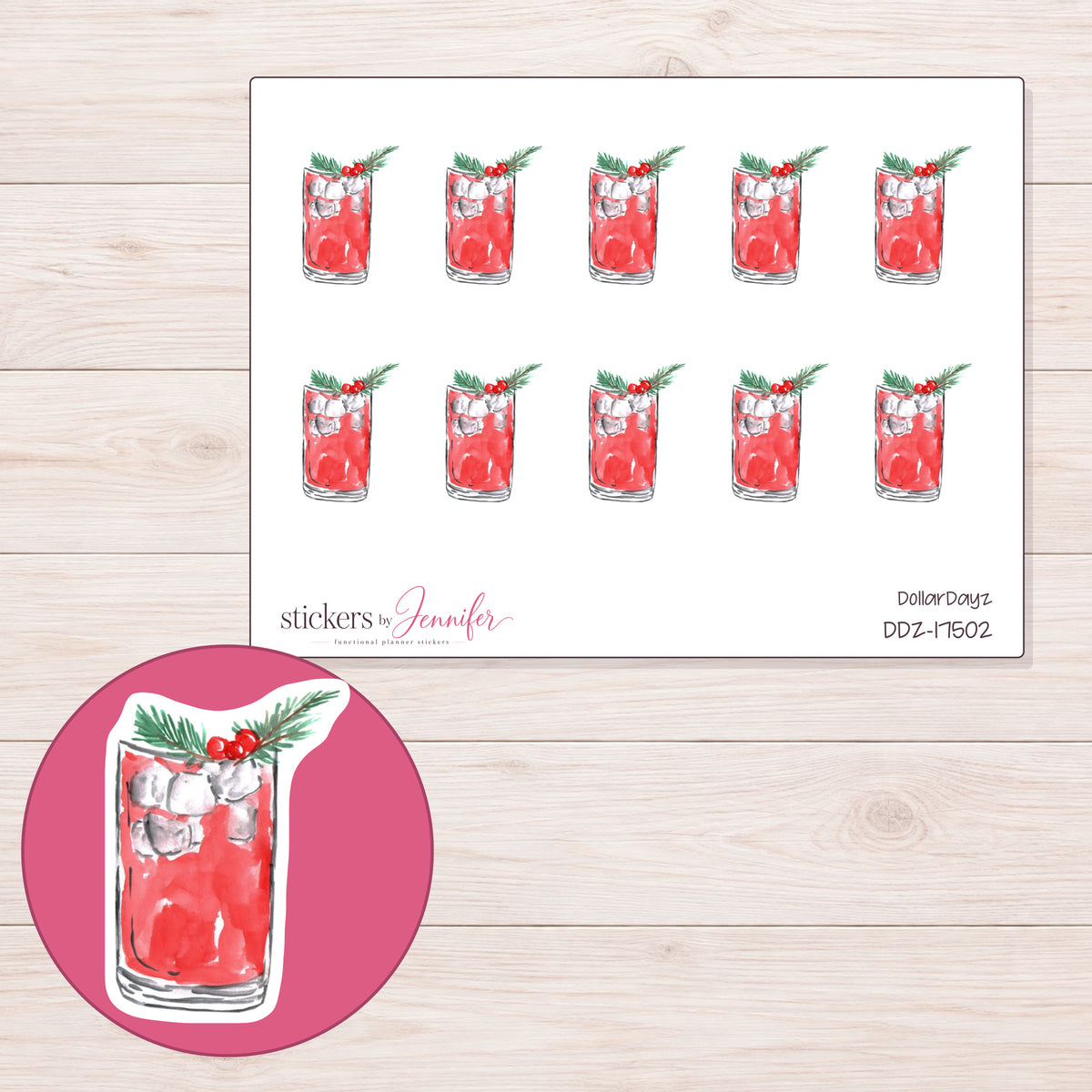 DDZ-17502 planner sticker sheet with enlarged sticker detail
