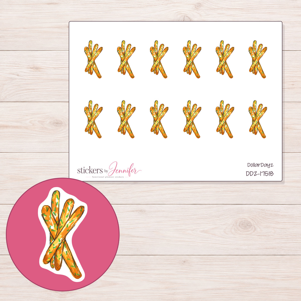 DDZ-17518 planner sticker sheet with enlarged sticker detail