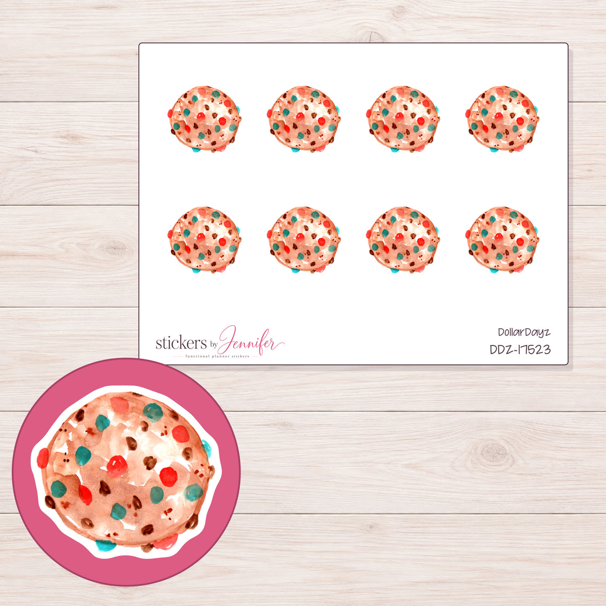 DDZ-17523 planner sticker sheet with enlarged sticker detail