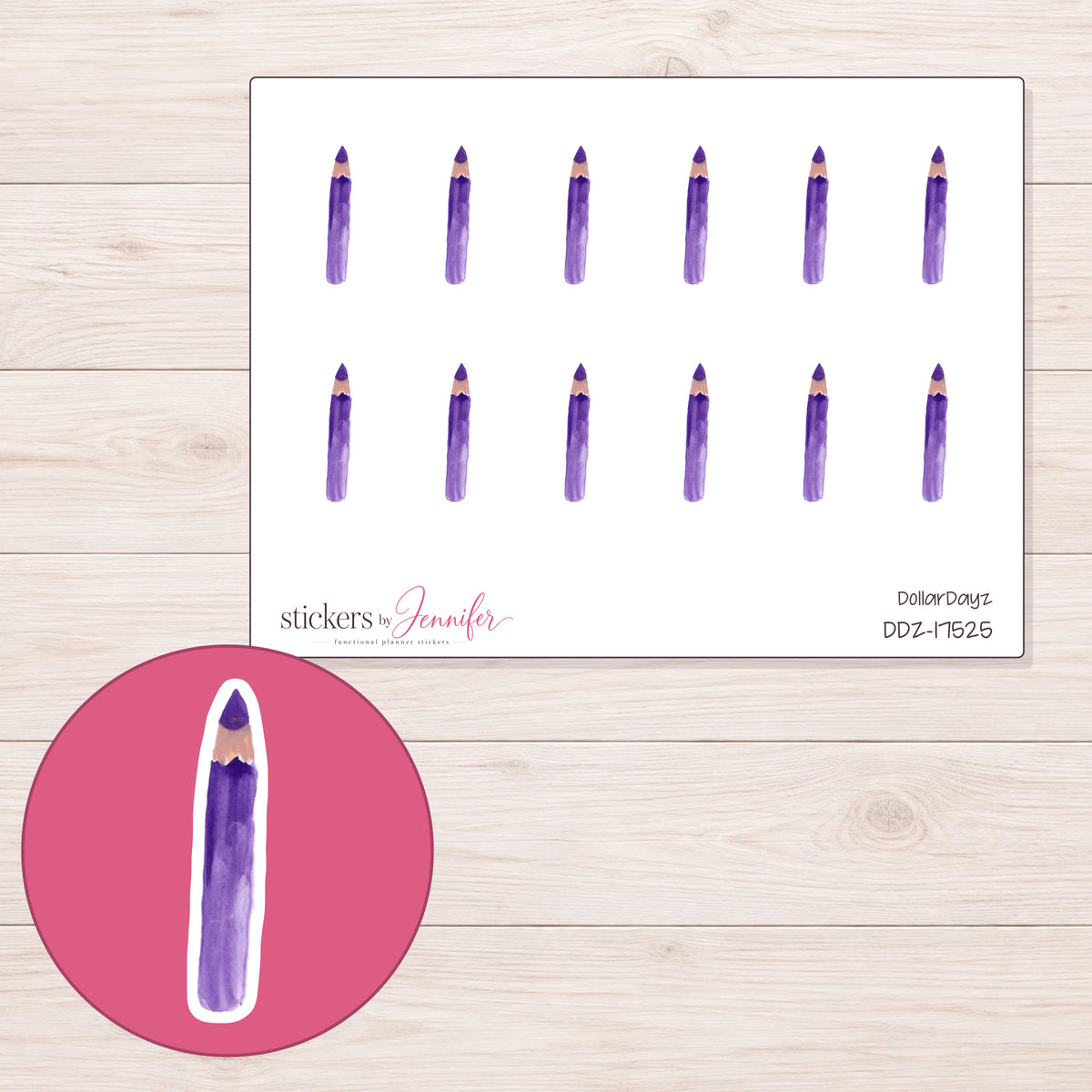 DDZ-17525 planner sticker sheet with enlarged sticker detail