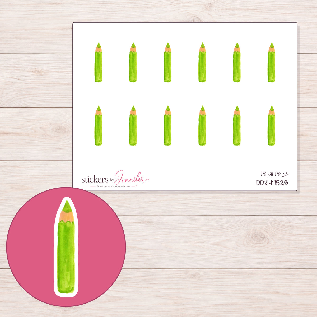 DDZ-17528 planner sticker sheet with enlarged sticker detail