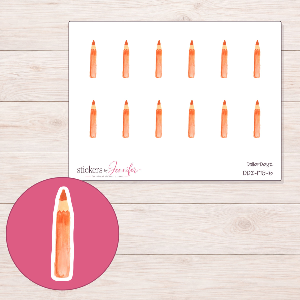 DDZ-17546 planner sticker sheet with enlarged sticker detail
