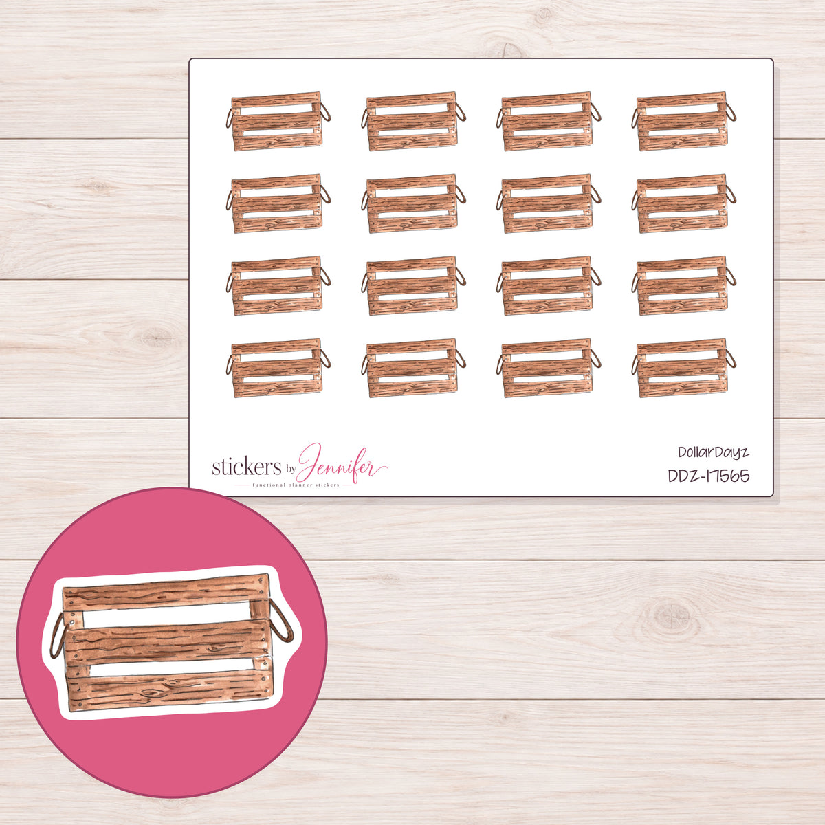 DDZ-17565 planner sticker sheet with enlarged sticker detail