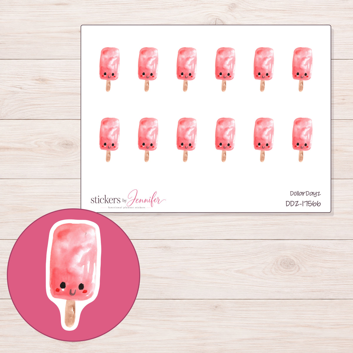 DDZ-17566 planner sticker sheet with enlarged sticker detail