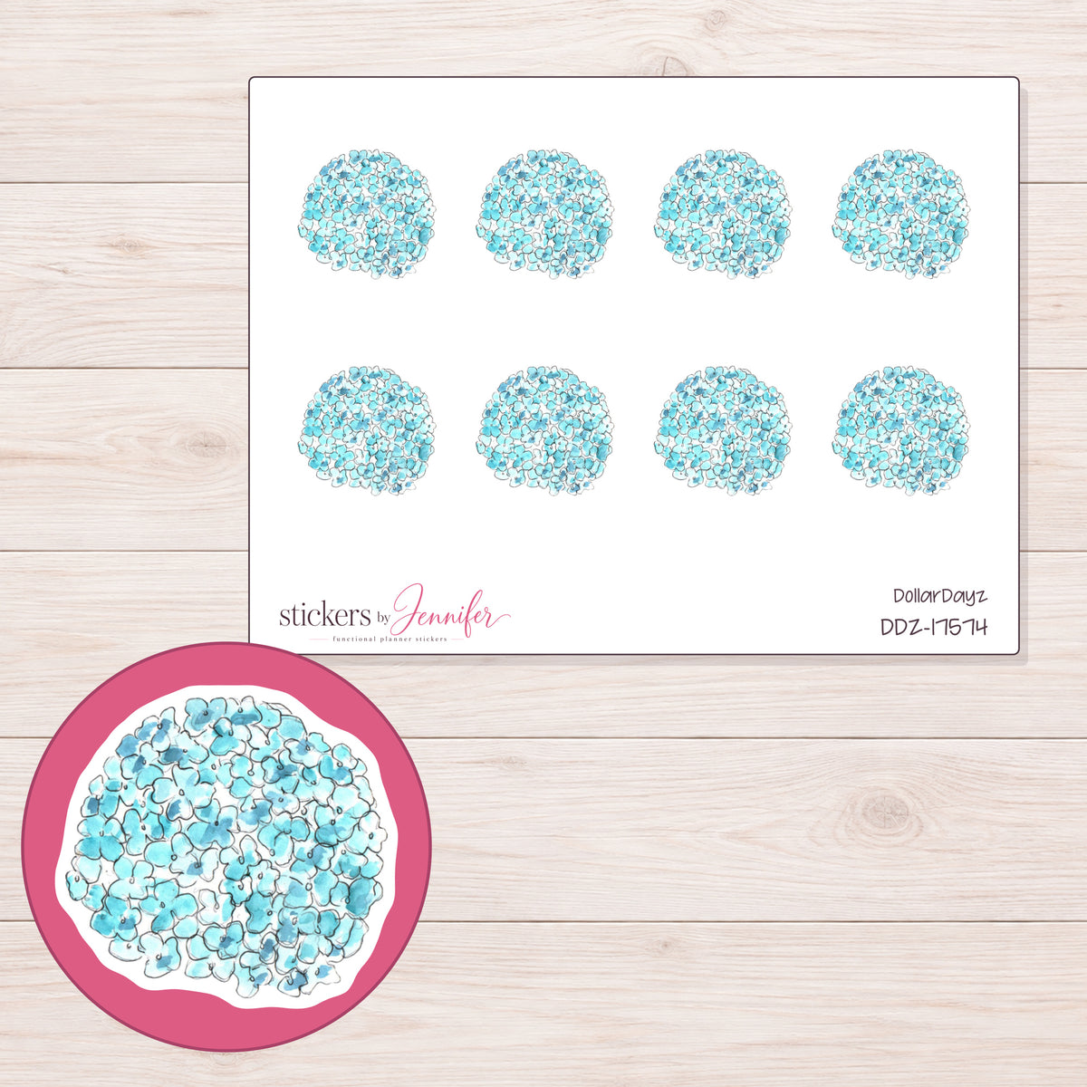 DDZ-17574 planner sticker sheet with enlarged sticker detail