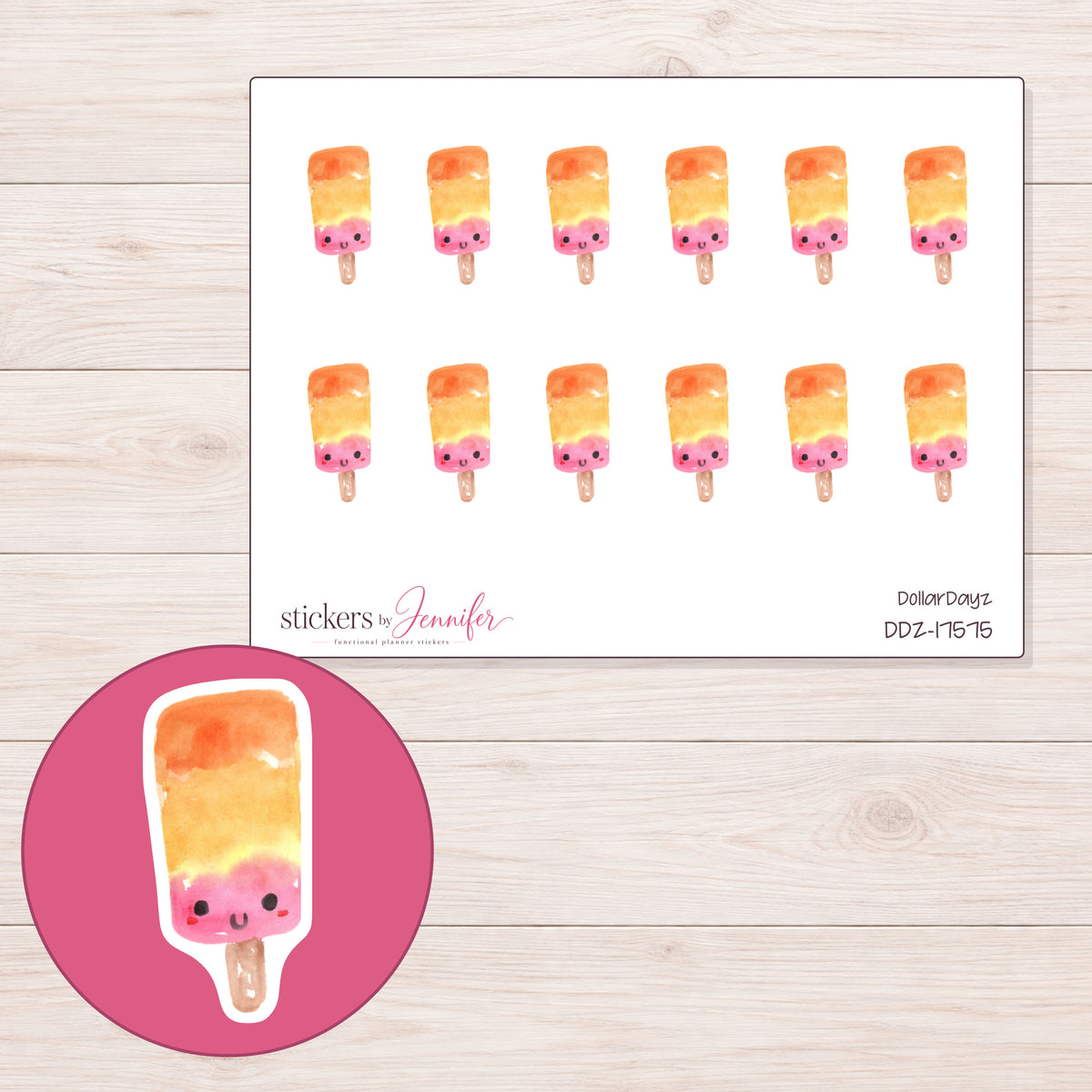 DDZ-17575 planner sticker sheet with enlarged sticker detail
