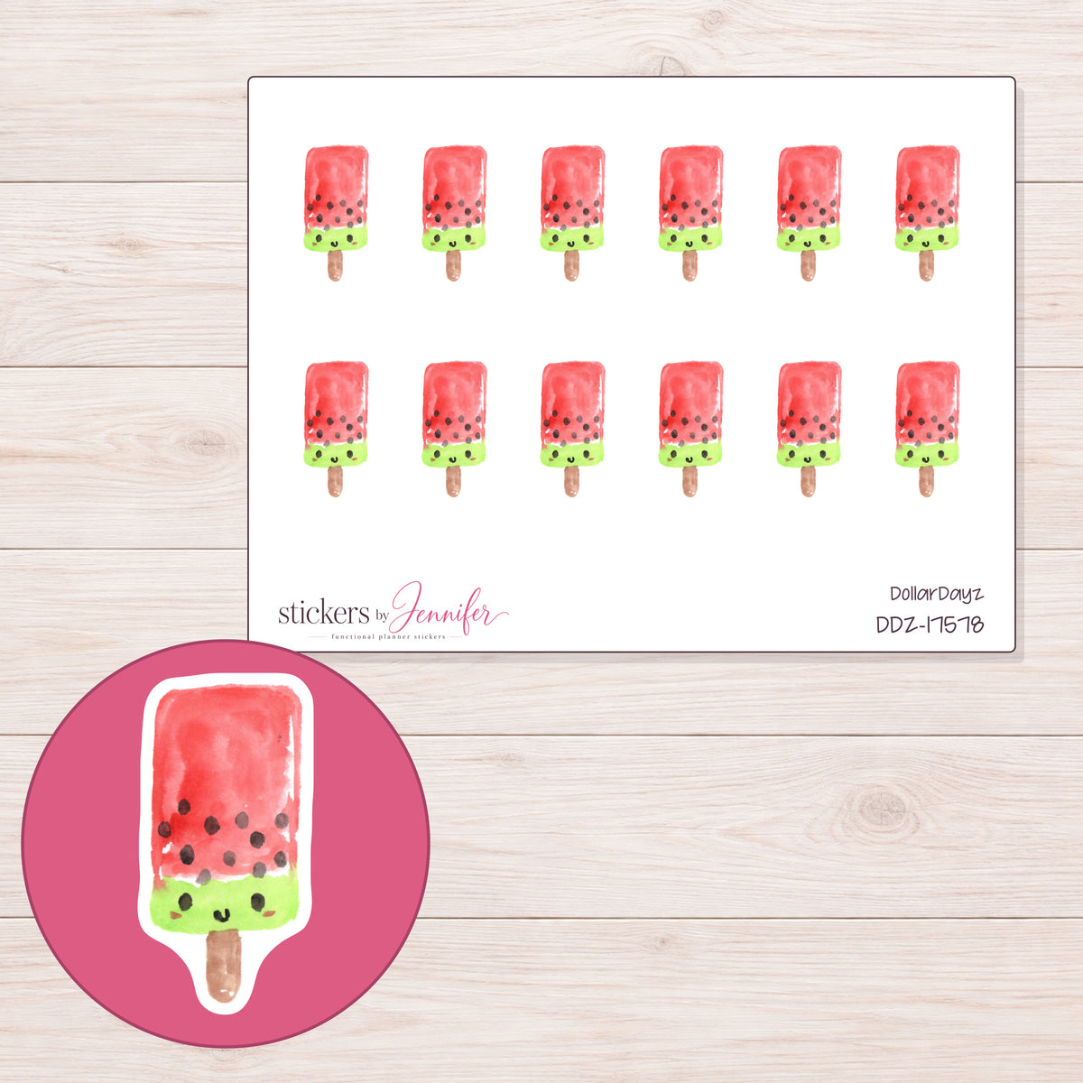 DDZ-17578 planner sticker sheet with enlarged sticker detail