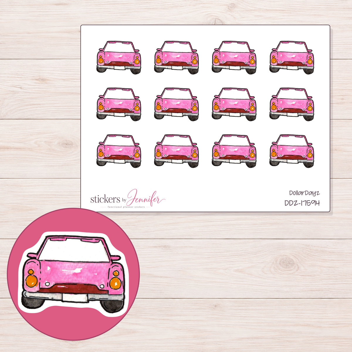 DDZ-17594 planner sticker sheet with enlarged sticker detail