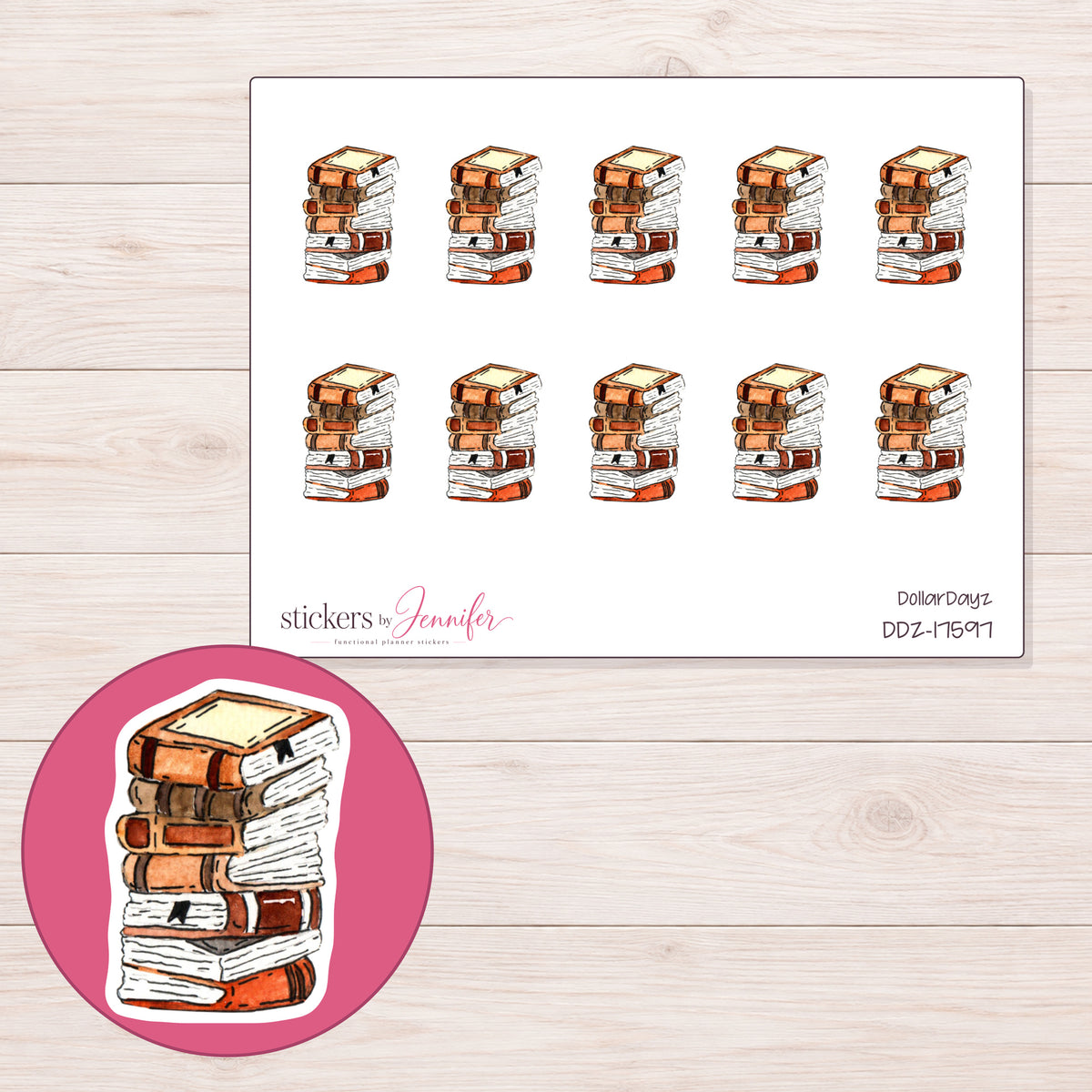DDZ-17597 planner sticker sheet with enlarged sticker detail