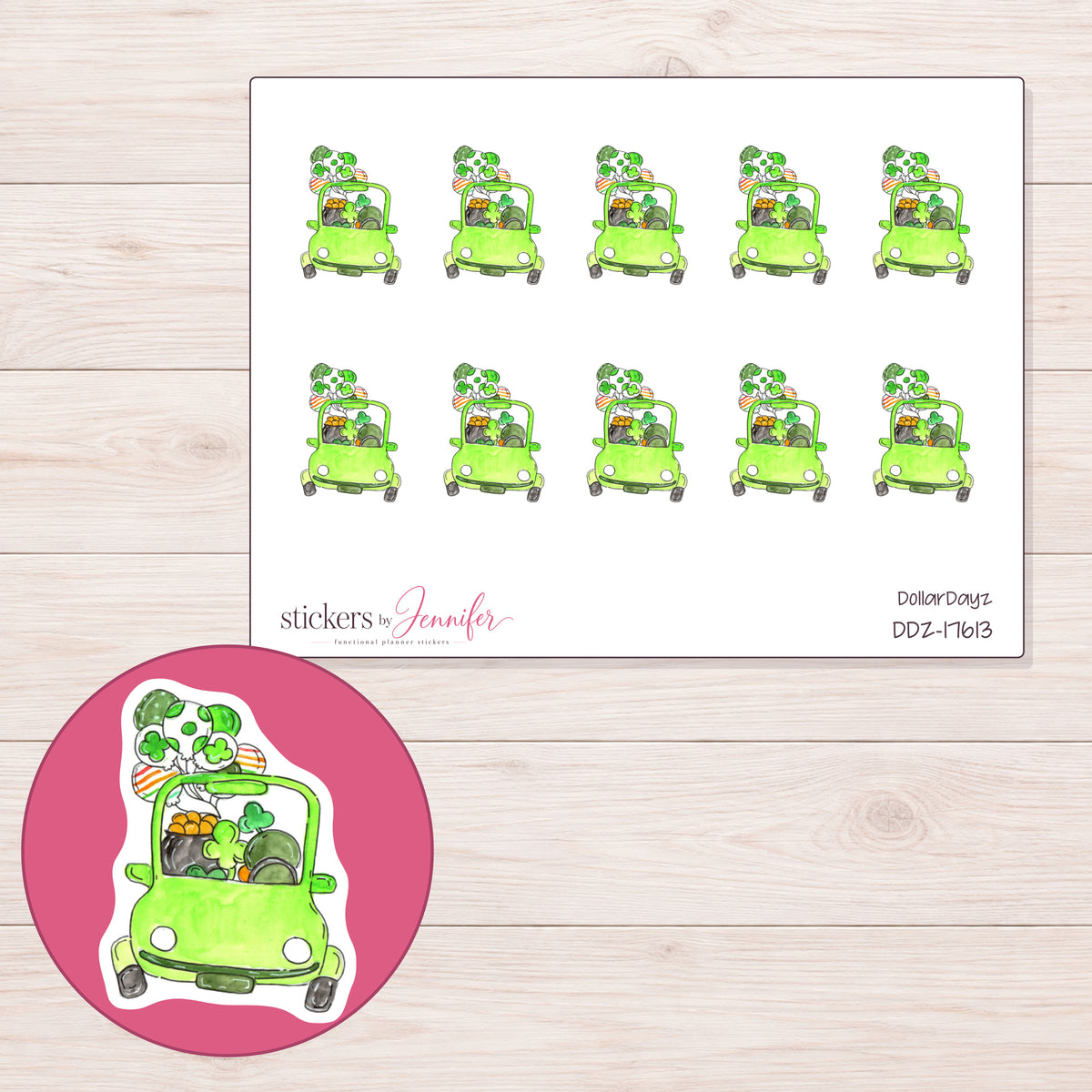 DDZ-17613 planner sticker sheet with enlarged sticker detail