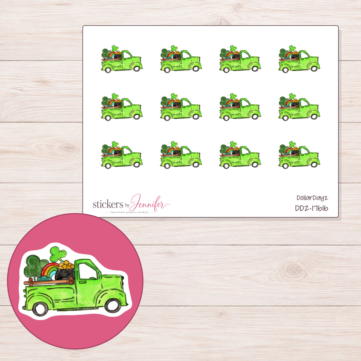 DDZ-17616 planner sticker sheet with enlarged sticker detail