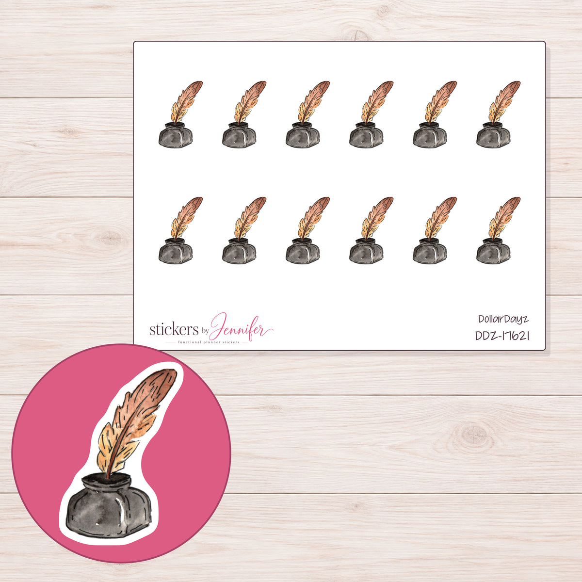 DDZ-17621 planner sticker sheet with enlarged sticker detail