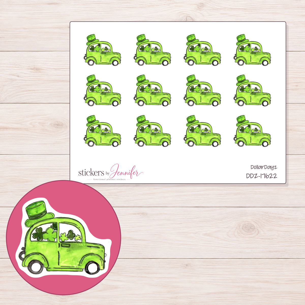 DDZ-17622 planner sticker sheet with enlarged sticker detail