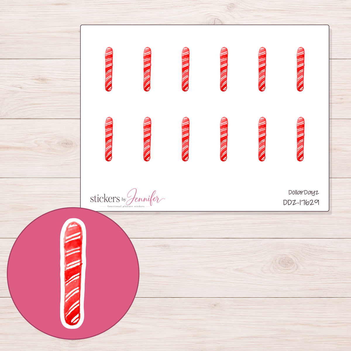 DDZ-17629 planner sticker sheet with enlarged sticker detail