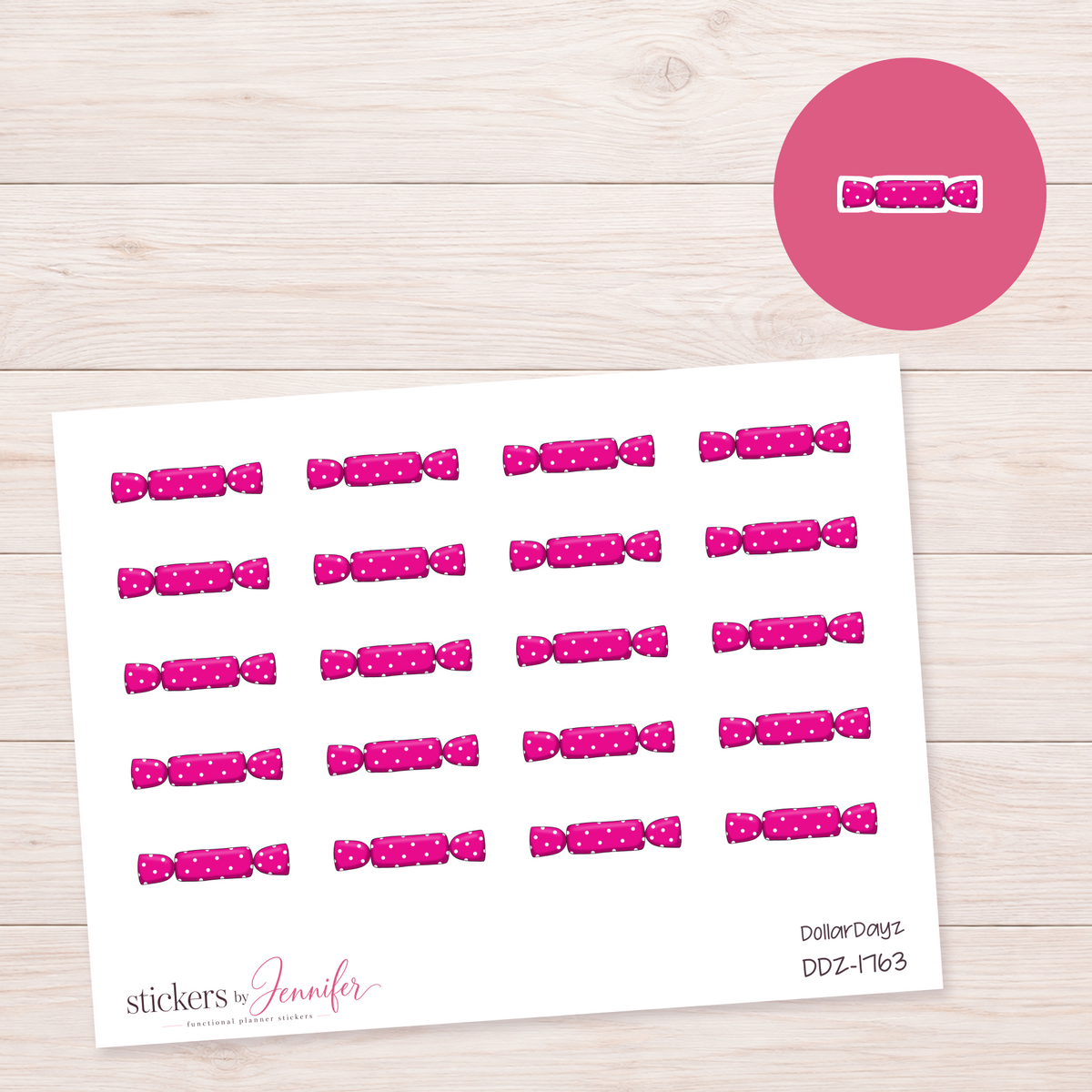 Pink Wrapped Candy Planner Stickers | DDZ-1763