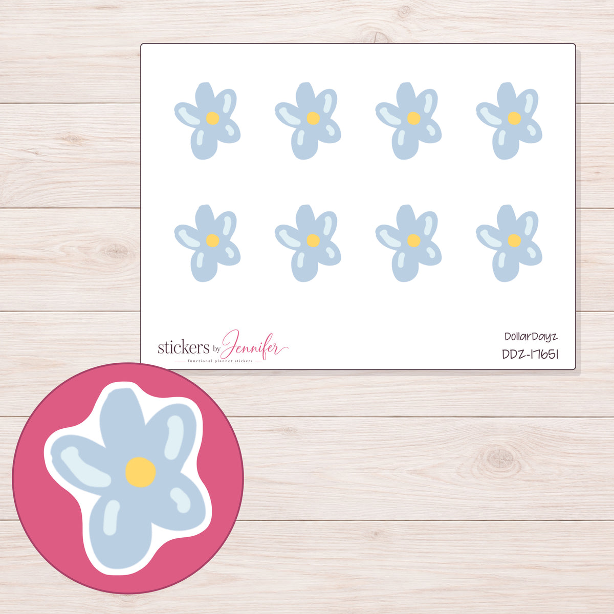 DDZ-17651 planner sticker sheet with enlarged sticker detail