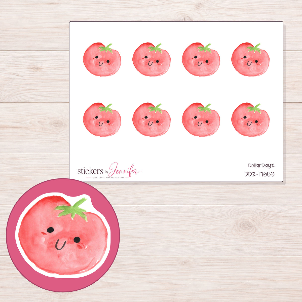 DDZ-17653 planner sticker sheet with enlarged sticker detail