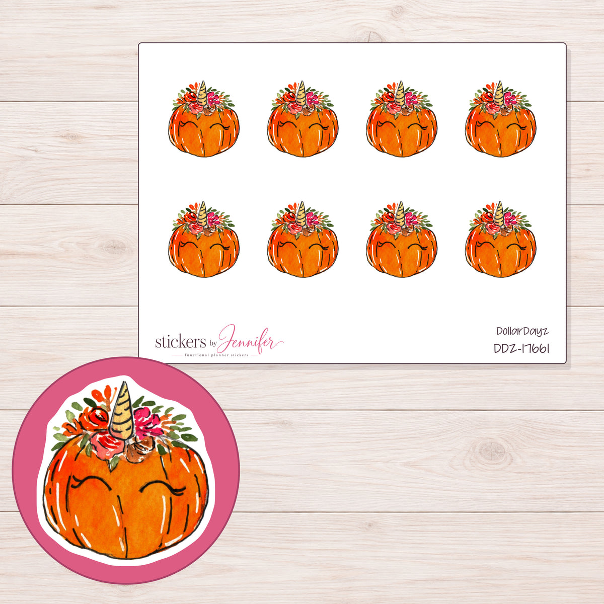 DDZ-17661 planner sticker sheet with enlarged sticker detail