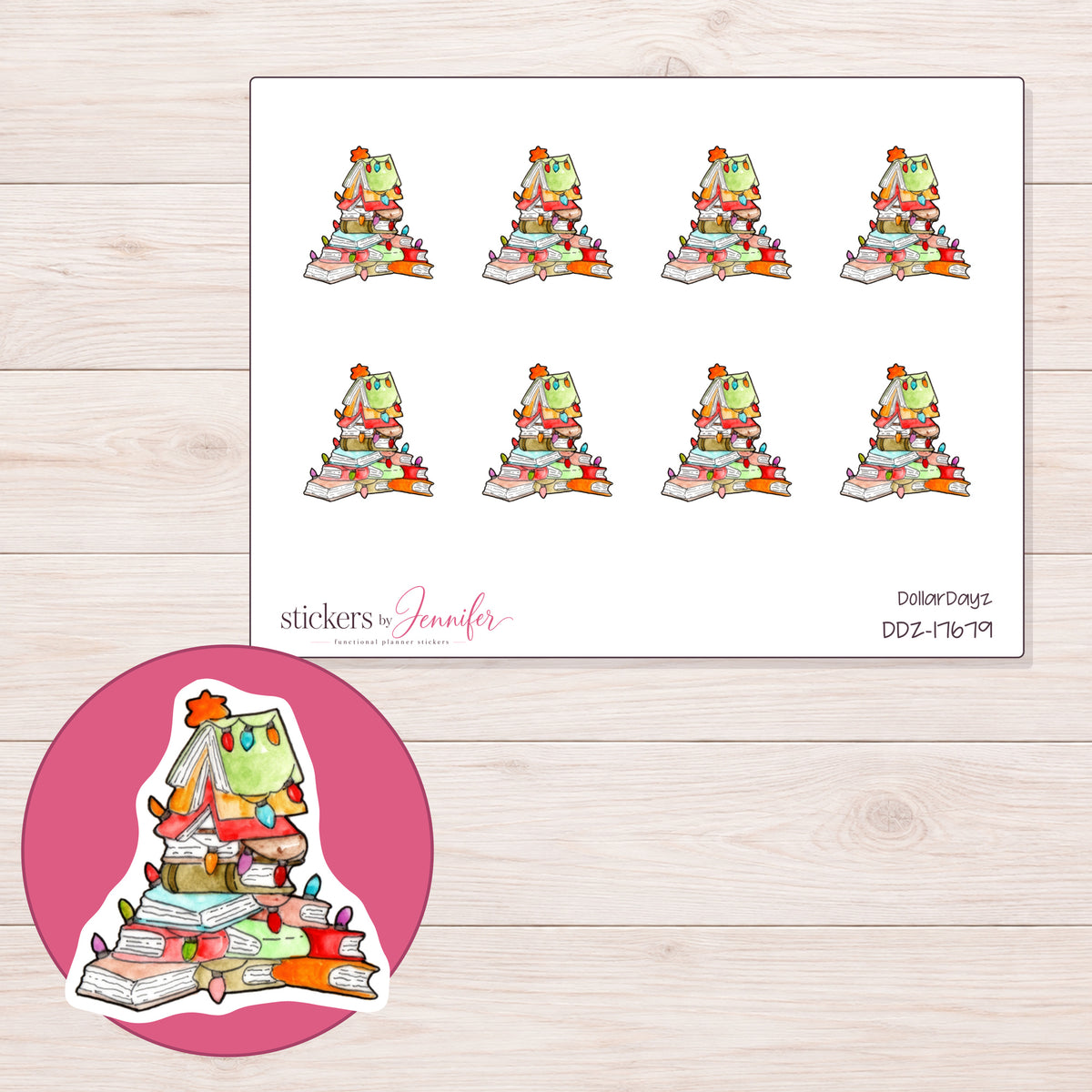 DDZ-17679 planner sticker sheet with enlarged sticker detail