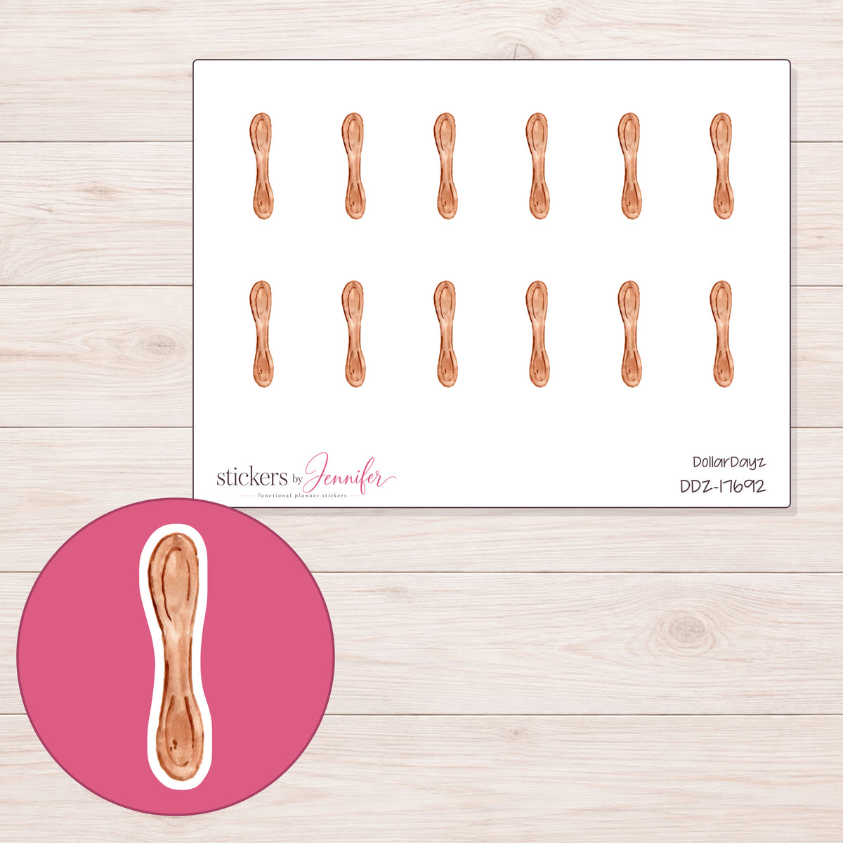 DDZ-17692 planner sticker sheet with enlarged sticker detail