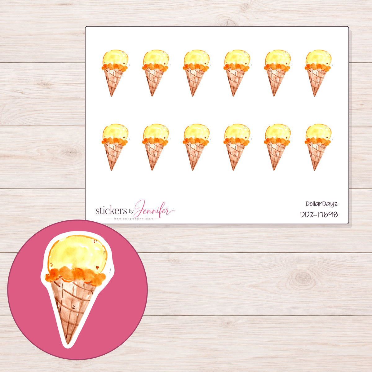 DDZ-17698 planner sticker sheet with enlarged sticker detail