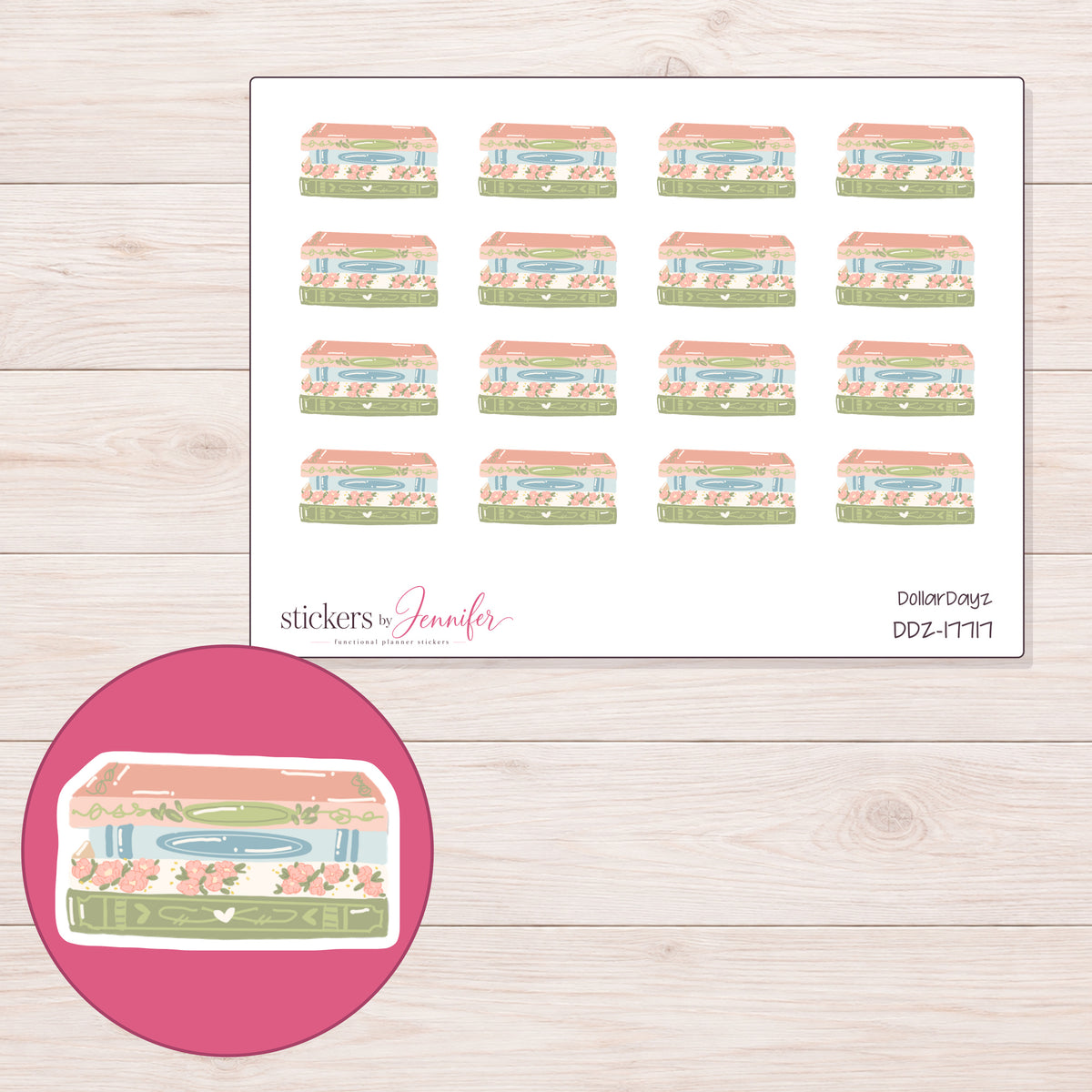 DDZ-17717 planner sticker sheet with enlarged sticker detail