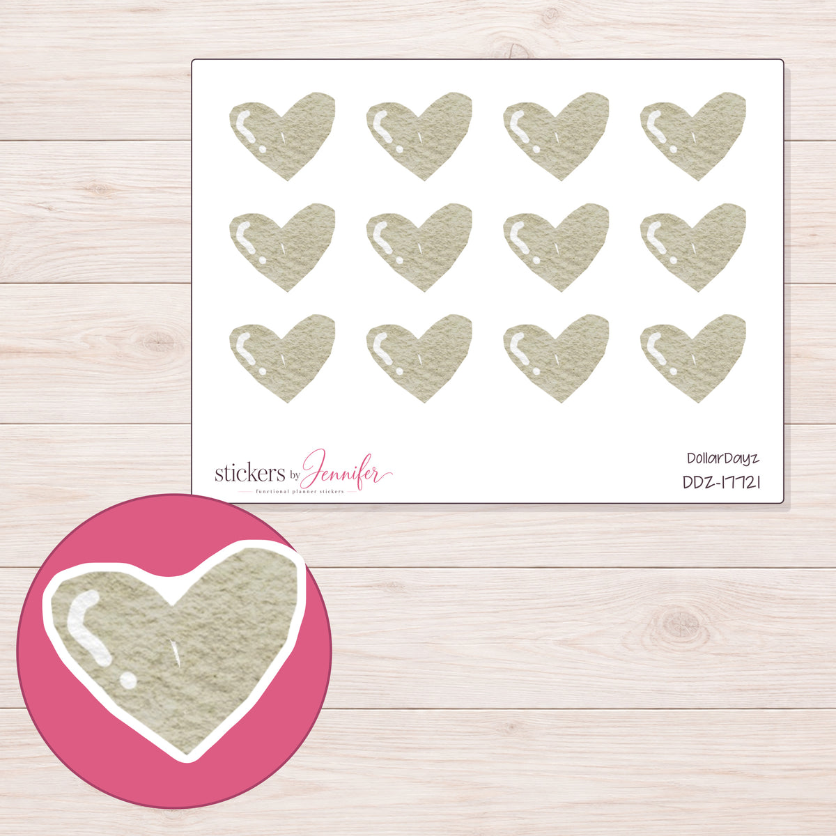 DDZ-17721 planner sticker sheet with enlarged sticker detail