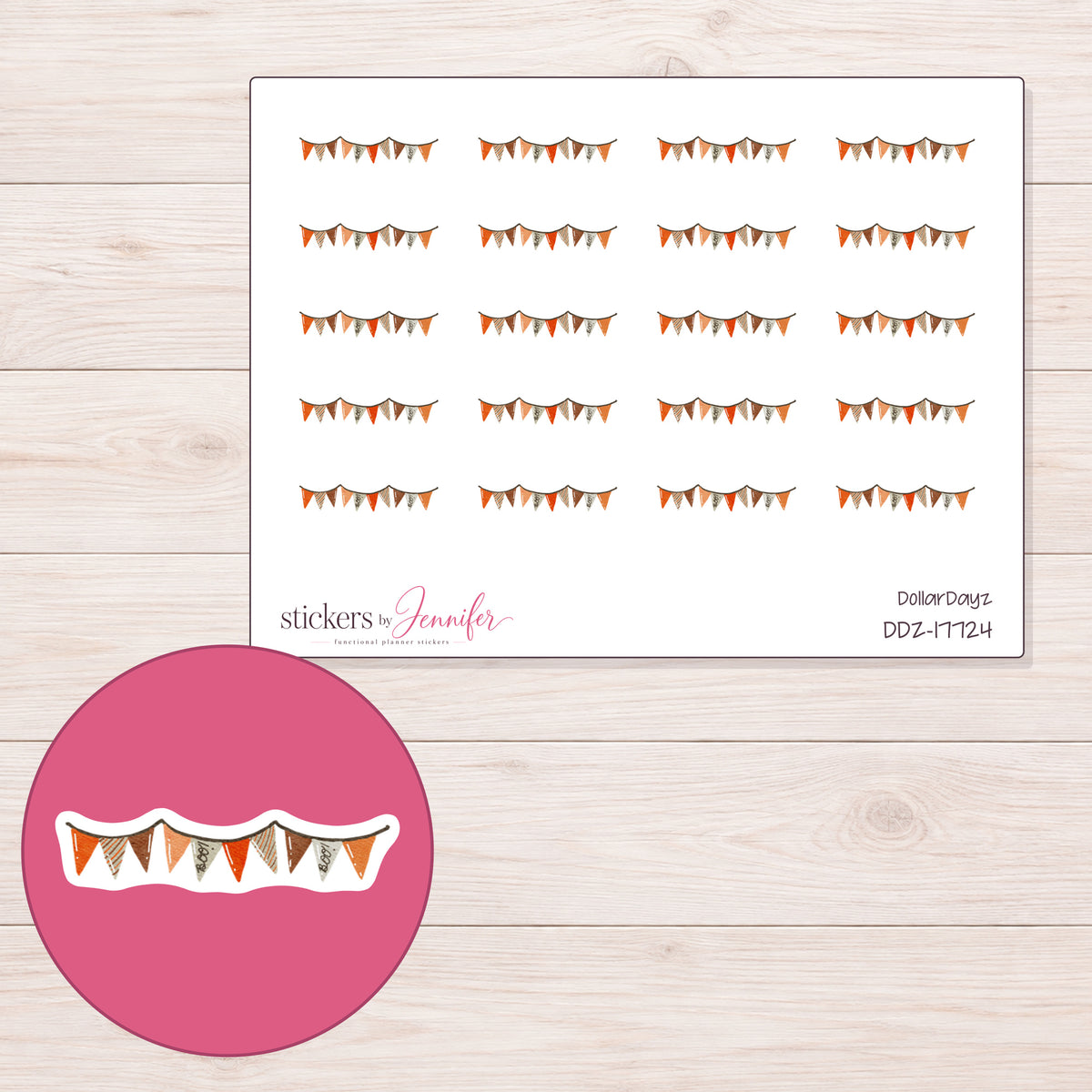 DDZ-17724 planner sticker sheet with enlarged sticker detail