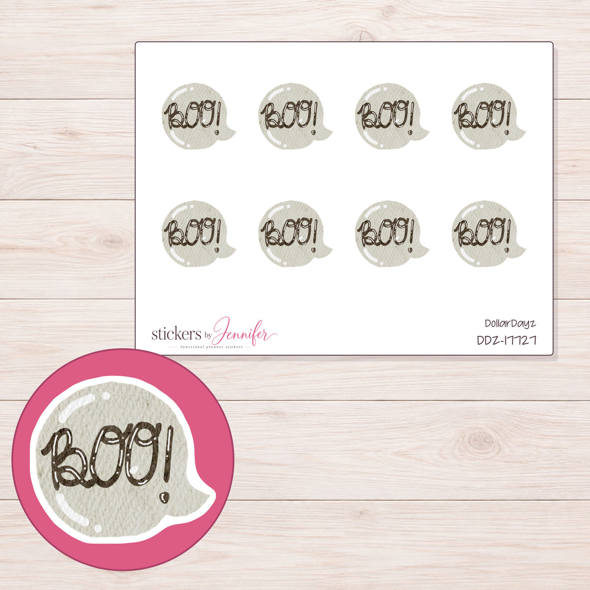 DDZ-17727 planner sticker sheet with enlarged sticker detail