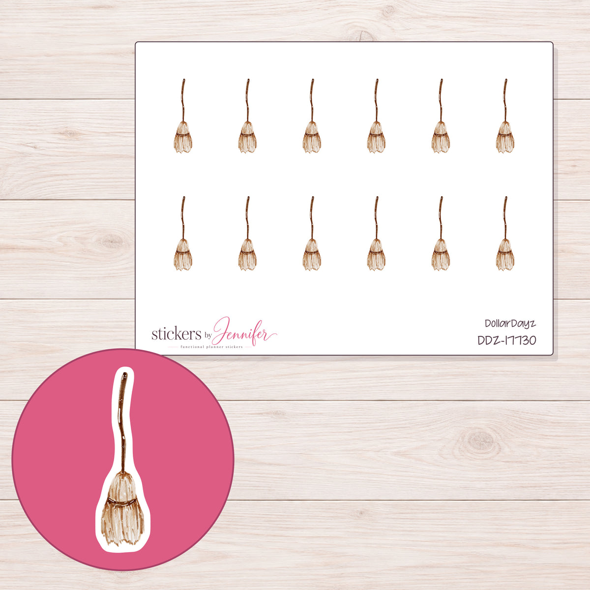 DDZ-17730 planner sticker sheet with enlarged sticker detail