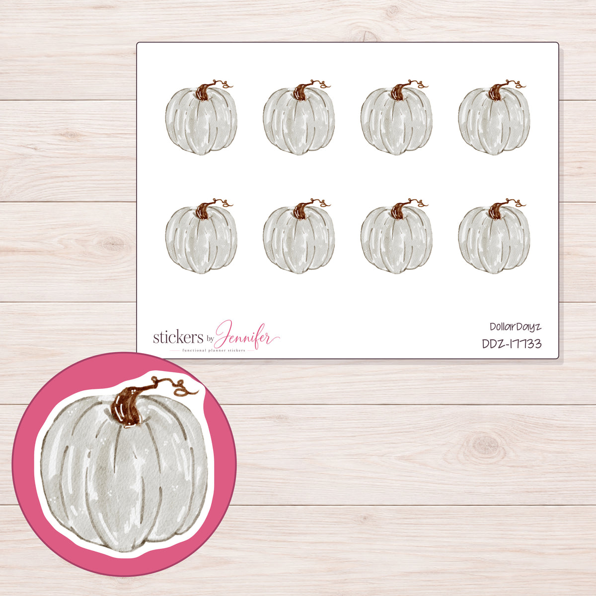DDZ-17733 planner sticker sheet with enlarged sticker detail